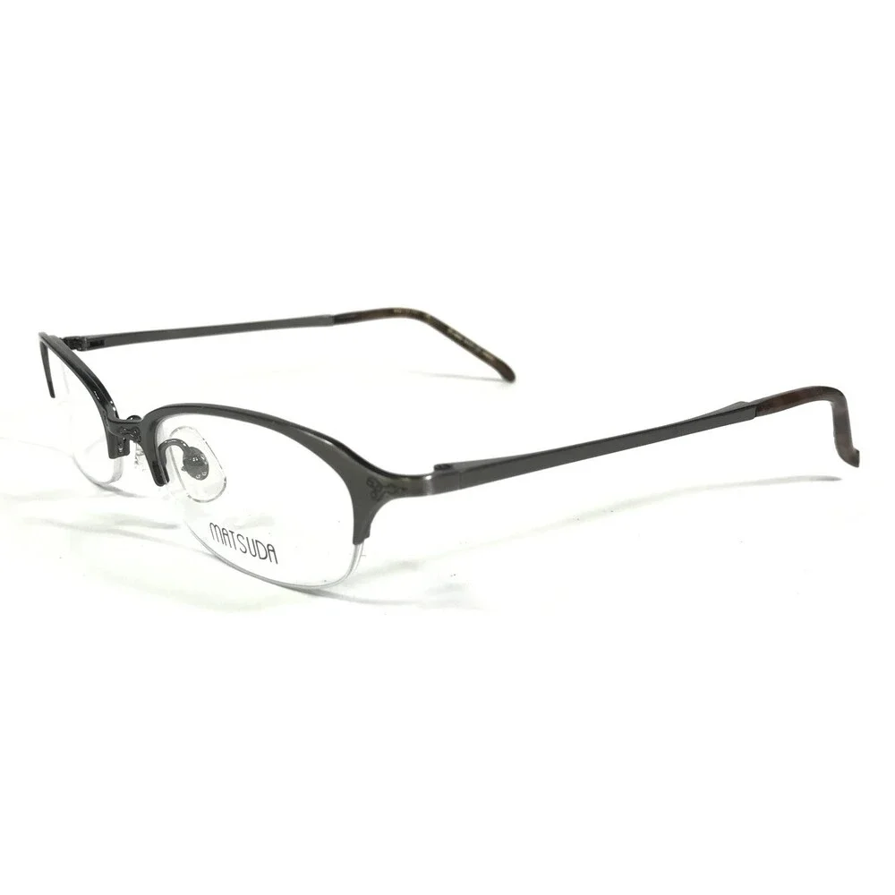 Matsuda Eyeglasses Frames 10208 AGR Brushed Gunmetal Gray Cat Eye 49-19-142